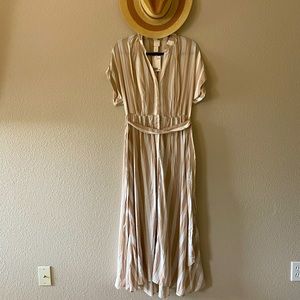 H&M Beige/White stripe Maxi! Size S- FITS LIKE MED